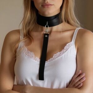 Black Choker Collar and Leash New